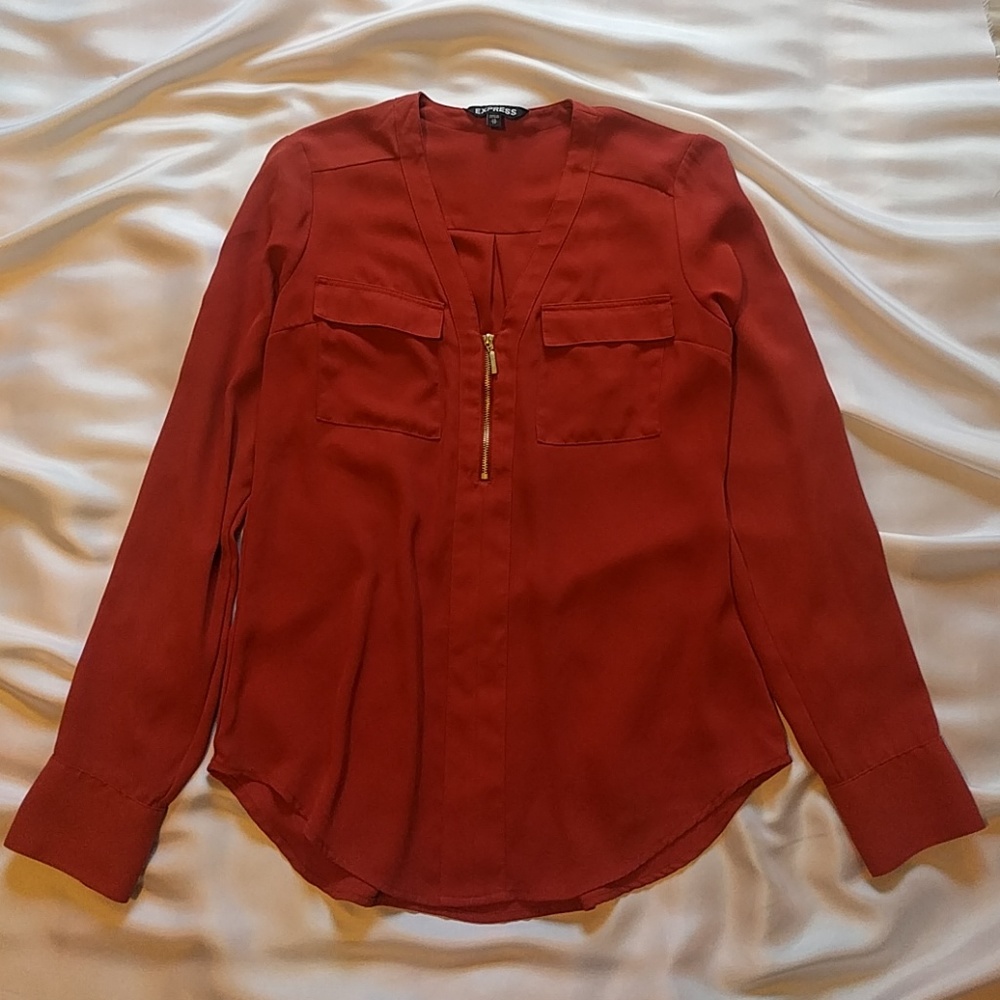EXPRESS Zip Front Blouse